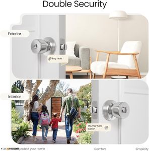HOSOM Keyed Entry <strong>Door</strong> <strong>Knob</strong> Lock Key Exterior/Interior <strong>Doors</strong> Front <strong>Door</strong> Commercial Residential Use Bathroom Bedroom Satin Nickel - Product Image 4
