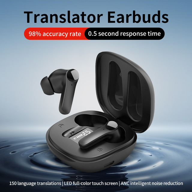 5.3 Wireless Translation Earphones Portable In-Ear Translator Touch Control Waterproof