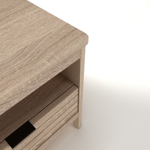 Modern Slatted TV Stand <b>with</b> <b>Drawers</b> and Open <b>Shelves</b> for Living Room - Product Image 4