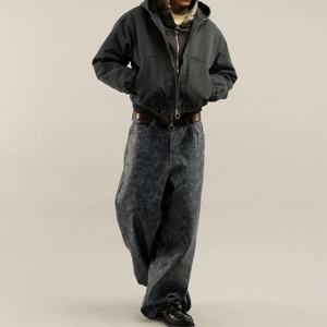 Custom Duck Canvas Cropped Zip Workwear <b>Jacket</b> Boxy Twill <b>Trucker</b>-style Vintage Hooded Lined Carpenter Work <b>Jackets</b> - Product Image 4