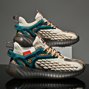 Chaussures de course d'hiver pour hommes à blocs de couleur, à motif d'écailles de dragon, en maille respirante, tendance - Product Image 1