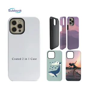 Subbank 3D Sublimation 2-in-1 Tough TPU PC Plastic Blank Phone Case For Iphone 13 Pro Max Mobile Cover