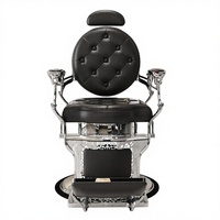 Fauteuil de Barbier Moderne et Simple en Acier Inoxydable pour Salon de Coiffure, Chaise de Rasage du Visage en Cuir Épaissi, Pliable et Rétro