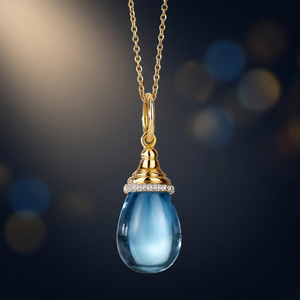 Colgante de Topacio Azul Hecho a Mano en Plata de Ley 925 con Baño de Oro, Joyería de Moda para Regalos - Product Image 2