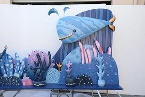 Escultura de Pared de Fibra de Vidrio con Temática Oceánica |   Mural 3D de <span class=keywords><strong>Coral</strong></span> y Ballenas para Decoración de Áreas Públicas de Parques Infantiles, Centros Comerciales y Guarderías - Product Image 3