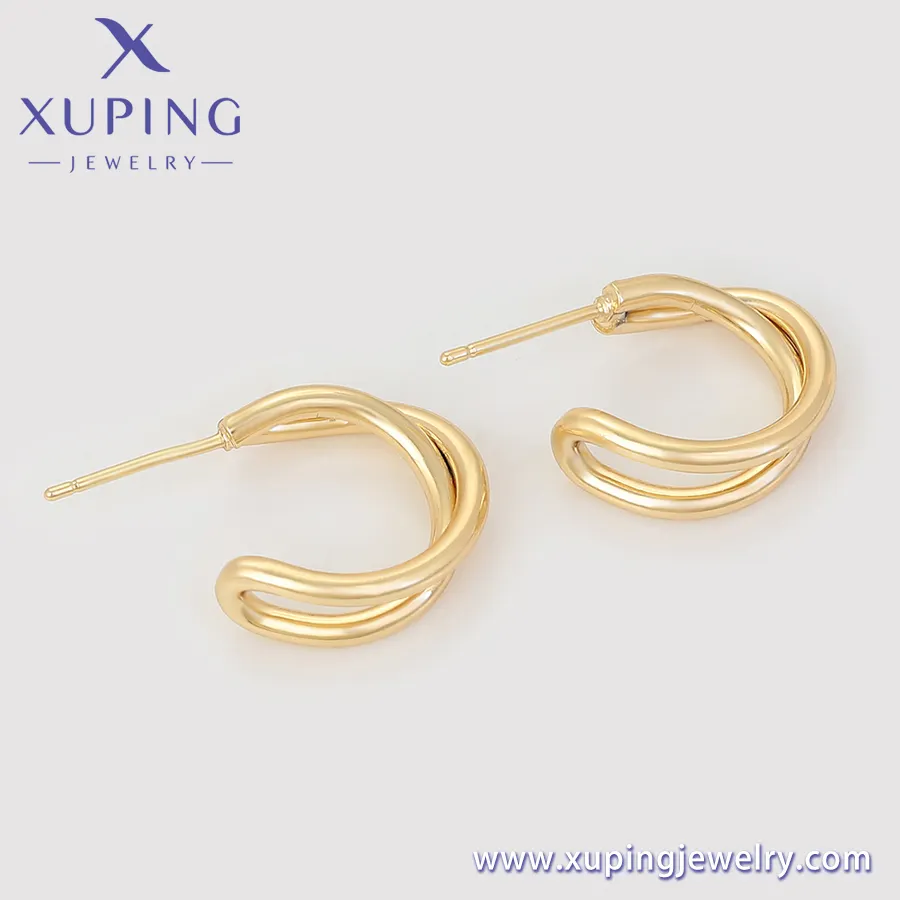 X000774920 Xuping đồ trang sức bán buôn đơn giản Tính khí Claw loại Bông tai Hoop Đồng tùy chỉnh 14k vàng trang sức