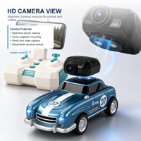 ZY003 Mini Voiture Télécommandée avec Caméra 2.4G Style Classique, Lumières, Sons et Vibrations, Jouet pour Enfants avec Caméra Magnétique