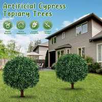 Tanaman Buatan Plastik Boxwood Grosir, Pot Tanaman Dekoratif Indoor Outdoor, Boxwood Simulasi untuk Diletakkan di Tanah