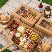 Caja de Sushi Portátil Desechable con Logotipo Personalizado, con Ventana, de Papel Kraft Ecológico, con Asa, para Llevar, para Restaurantes