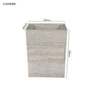 Lander Stone Beige <span class=keywords><strong>Travertin</strong></span> Lavabo en marbre Vanité Armoires <span class=keywords><strong>de</strong></span> <span class=keywords><strong>salle</strong></span> <span class=keywords><strong>de</strong></span> <span class=keywords><strong>bain</strong></span> Vanités avec deux tiroirs Vanité en pierre naturelle - Product Image 6