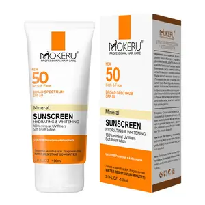 Wholesale bulk natrual aloe whitening organic face water based sunscreen protector cream sunblock spf50