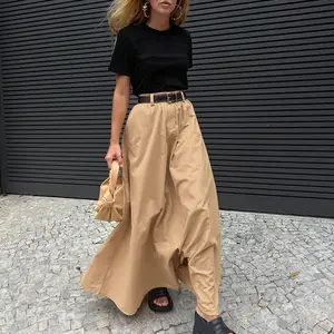 Fashion Ladies Plus Size Loose Skirt Women Long Black High Waist A Line Maxi Skirts