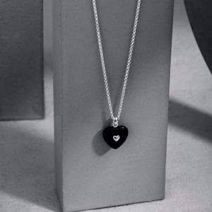 Collar con Forma de Corazón Estilo Metálico Dylam, Joyería Romántica de Plata de Ley 925, Collares Chapados en Rodio - Product Image 2