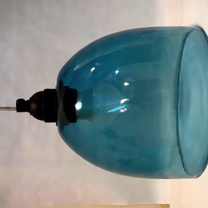 Modern Hand-Blown Teal Glass Pendant <b>Light</b> smooth dome-shaped glass shade with a rich turquoise tint ambient glow contemporary - Product Image 1
