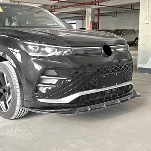 Amp-Z Front Bumper Lip Splitter For Volkswagen Tiguan R-Line 2024 Piano Black Carbon Fiber Texture Tuning Style - Product Image 3