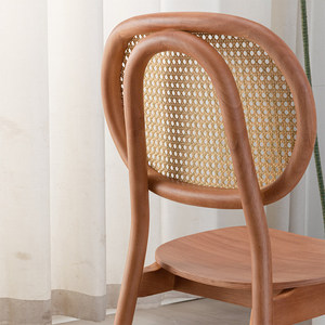 Silla de Comedor Nórdica de Ratán con Respaldo de Madera Maciza, Estilo Vintage para Hogar, Cafetería, Muebles de Hotel - Product Image 4
