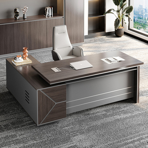 Escritorio en Forma de L de Lujo con Almacenamiento, Muebles de Oficina, Diseño Moderno, <span class=keywords><strong>Mesa</strong></span> de Madera para CEO, Fabricada en MFC Ecológico, Escritorio Ejecutivo - Product Image 1