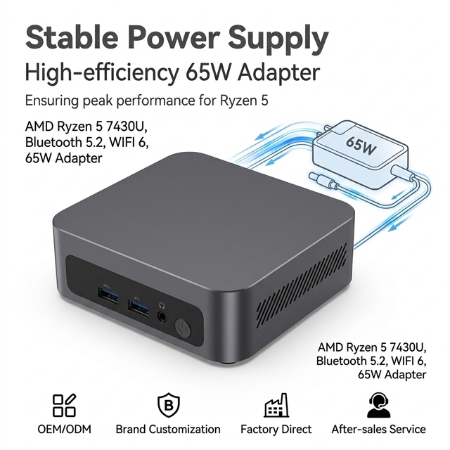 Claw AMD Ryzen 5 7430U Mini AI PC Dual SO-DIMM DDR4 Workstation Education Office Mini PC Desktop Computer Compact AI Mini PCs