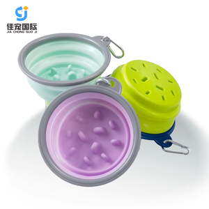 Bol de Voyage Pliable en Silicone de Haute Qualité 1L 350ml pour Chien et Chat, Gamelle Anti-Glouton avec Boucle, Bols de Voyage en Plastique pour Animaux de Compagnie - Product Image 1