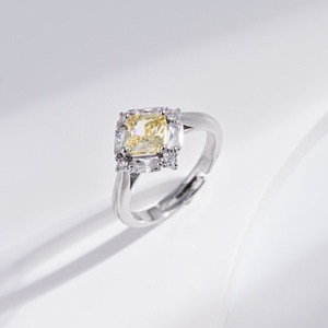 custom plata 925 sterling <b>silver</b> Flower gemstone <b>ring</b> Engagement wedding Princess Cut chunky <b>adjustable</b> zircon <b>rings</b> for women - Product Image 3
