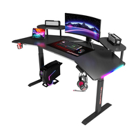 Bureau d'ordinateur pliable et convertible en métal avec panneaux modulaires, grille effaçable à sec et éclairage LED sur les bords