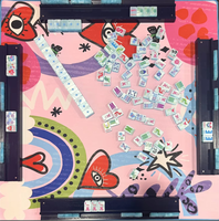 Nouveau jeu d'échecs de table sur mesure, motif Perle Bleue, avec breloque porte-bonheur gravée, en acrylique, pour jeu de Mahjong américain, tapis de jeu et divertissement