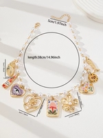 Bunga hati mata Faux manik mutiara sepatu bot Enamel trendi multi-pesona kalung pernyataan dengan liontin kelopak jenis rantai