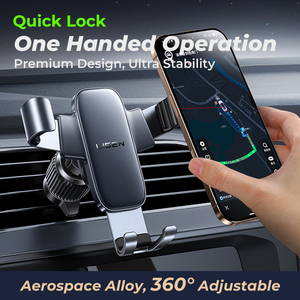 . LISEN New Arrival Aluminium Alloy <span class=keywords><strong>Gravity</strong></span> 360 ° Car Vent Phone Holder Anti-Shake Stable Mini Design pour IPhone - Product Image 4