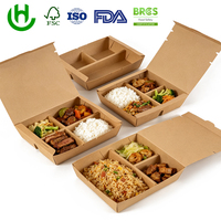 Boîte alimentaire en papier kraft imprimée sur mesure avec fermeture à fente, résistante à la graisse, pour emballage de snacks à emporter, fabricant OEM