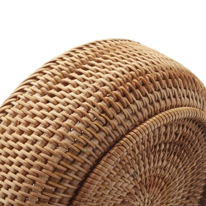 3 PACK Natural Rattan Runder Obstbrot korb Hand gewebte Rattan-Aufbewahrung körbe Wicker Organizer <span class=keywords><strong>Basket</strong></span> für Esszimmer - Product Image 5