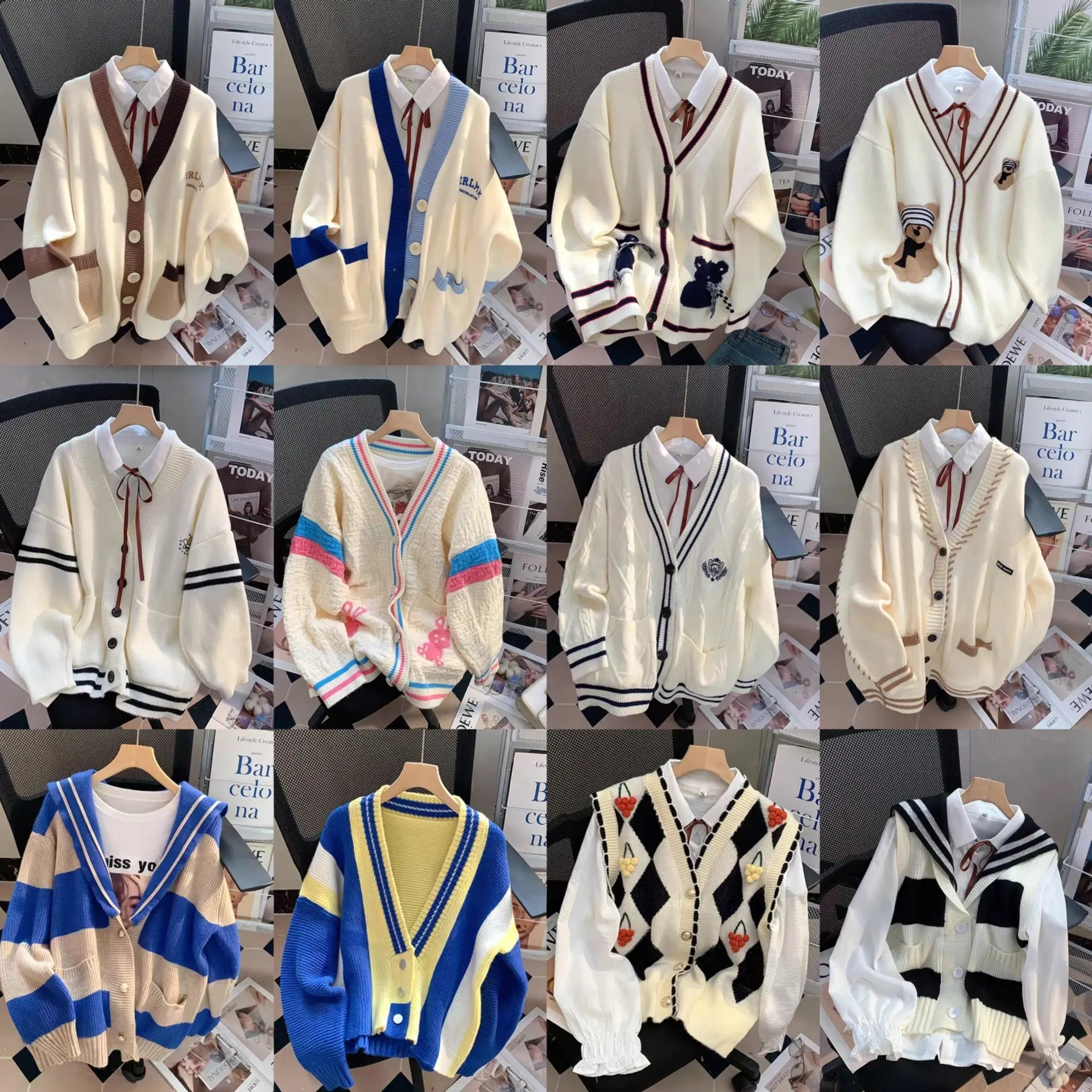 2024 Cardigan Áo Len Của Phụ Nữ Vòng Cổ Giản Dị Dệt Kim Lõi Sợi Áo Len Của Phụ Nữ Quần Áo Giá Rẻ Bán Buôn