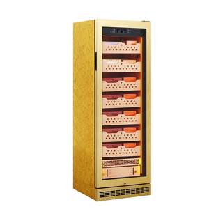 Vitrina Eléctrica con Puerta de Vidrio y Revestimiento de Cedro Color Dorado, Control de Temperatura y Humedad, Comercial y Doméstica, Eliminación de Amoníaco, para Cigarros - Product Image 1