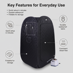 خيمة ساونا بخار محمولة بسعر المصنع، صغيرة للاستخدام الداخلي في غرفة النوم لشخص واحد، تصميم تقليدي لكامل الجسم للسبا المنزلي - Product Image 4