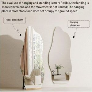 Support de miroir d'habillage asymétrique moderne Miroir de sol personnalisé tendance avec forme irrégulière pour la décoration intérieure et l'utilisation murale - Product Image 6