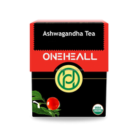 Sachets de thé santé à base de plantes ONEHEALL à la racine d'Ashwagandha, saveur verte, sans caféine, 18 unités, qualité supérieure
