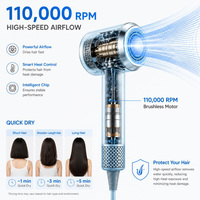 Sèche-cheveux professionnel Torlin haute vitesse 110 000 tr/min pour salon de coiffure, réglage automatique de la chaleur, coiffage des boucles, utilisation hôtelière