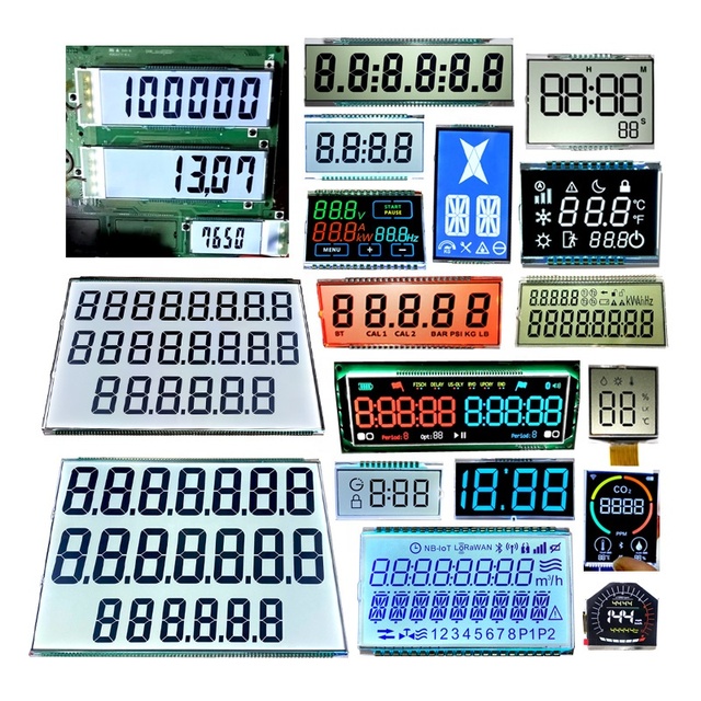 Customize TN HTN VA Segment 8 6 5 4 7 Digit Liquid Crystal Screen Panel Fuel Dispenser LCD Display Board With Metal 56 66pins