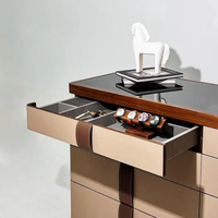 Armoire console italienne haut de gamme Table à bijoux à huit seaux pour chambre à coucher moderne de luxe en acier inoxydable et meubles de maison en bois
