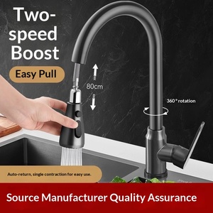 Grifo de Cocina de Diseño Moderno y Sencillo con Válvula de Cerámica, Caño Extraíble para Agua Fría/Caliente, Montado en Encimera para Verduras - Product Image 5