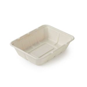 Contenedor de Alimentos Desechable Biodegradable de Pulpa de Caña de Azúcar, Lonchera para Llevar con Tapa Blanca, Tamaños 9''/10''/12'' - Product Image 1