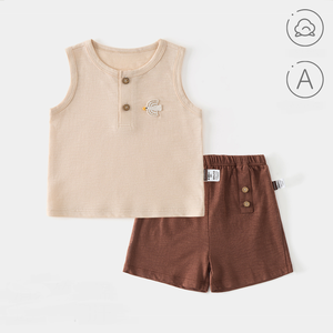 Guai Ropa para bebé, chaleco sin mangas + pantalones cortos, suave, ligero y transpirable, conjunto para bebés <span class=keywords><strong>de</strong></span> 0 a 24 <span class=keywords><strong>meses</strong></span> - Product Image 5