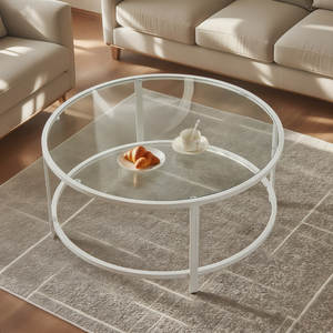 קיניס שולחן קפה מודרני אבקת זהב מצופה מסגרת מתכת זכוכית אחסון העליון סלון בית שולחן קיר דקורטיבי - Product Image 4