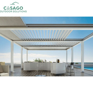 Pergola rétractable moderne en aluminium avec cadre thermolaqué - Dimensions et angle de lamelles personnalisables pour villa et hôtel - Product Image 3
