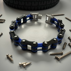 Men's Stainless Steel Chain <b>Bracelet</b> 12mm Wide 21.5cm Long Rock Style Motorcycle Bicycle Chain Jewelry - Product Image 3