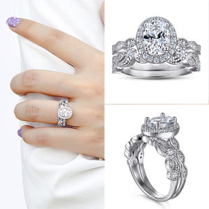 Conjunto de joyas de plata Anillos chapados en rodio Anillo de boda de compromiso de moda Conjuntos de joyas de plata esterlina 925 - Product Image 5