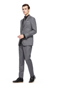 2025 MTM classique gris simple 2 boutons et <span class=keywords><strong>costume</strong></span> à revers cranté avec 2 poches et poche poitrine pour hommes <span class=keywords><strong>costume</strong></span> de luxe d'affaires - Product Image 4