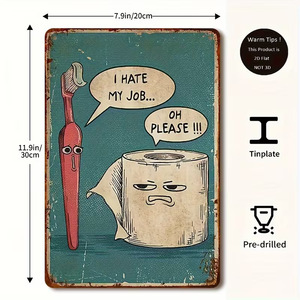 Divertente targa in metallo con citazione per il bagno, decorazione da parete vintage con la scritta "I Hate My Job" per il bagno di casa - Product Image 4