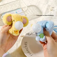Porte-clés en peluche douce et mignonne en forme d'éléphant et de souris, avec fonction de soufflage de bulles, pendentif anti-stress pour sac et téléphone, breloque animale de dessin animé, vente en gros