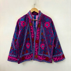 Veste en velours brodé floral de luxe faite à la main, en coton respirant, col montant, style Prairie Chic, pour femme, automne, vente en gros - Product Image 1