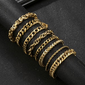Pulsera de Acero Inoxidable Gruesa Chapada en Oro de 18k Que No Se Deslustra, Pulsera Impermeable, Pulsera de Cadena Cubana, Precio de Fábrica al por Mayor - Product Image 1